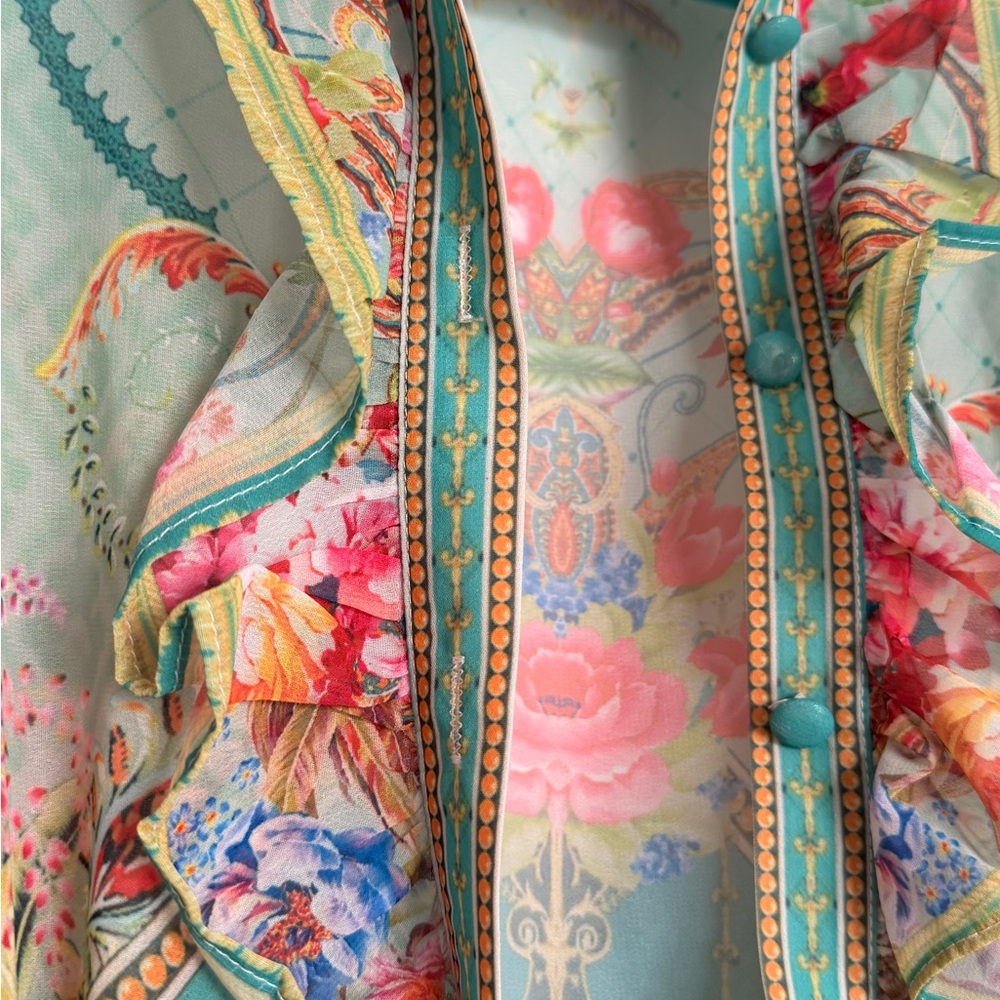 Juliette floral-print flounce-hem midi dress Miss Rosier NWT Sz M - Picture 9 of 10